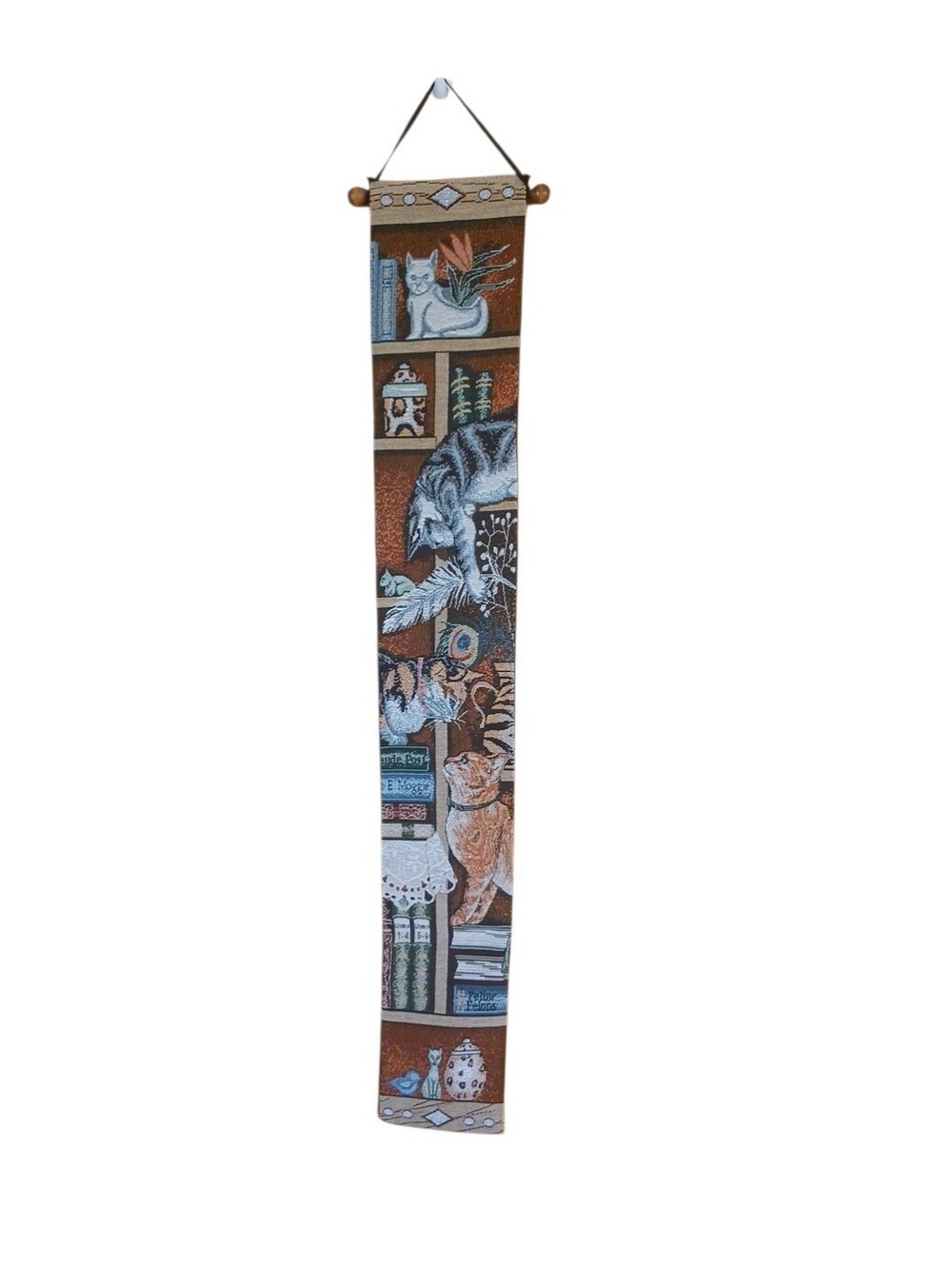 Vintage Tapestry  "Curious Kitties" Style Bell Pull